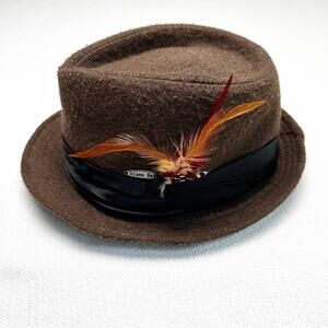 Allen Hat brown German Bavarian Alpine Wool Hat with feather